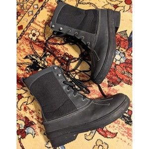 Clarks Duck Boots Women’s 7.5 Carima Luna Black Fur Lined Winter Canvas Rubber